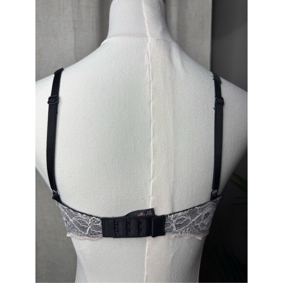 Victorias Secret Dream Angel Lined Demi Push Up Bra Black Lace Bow Underwire 34C - Picture 3 of 5